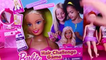 BARBIE HAIR CHALLENGE GAME! Who Will Win? Barbie Hair Makeover Competition DisneyCarToys v