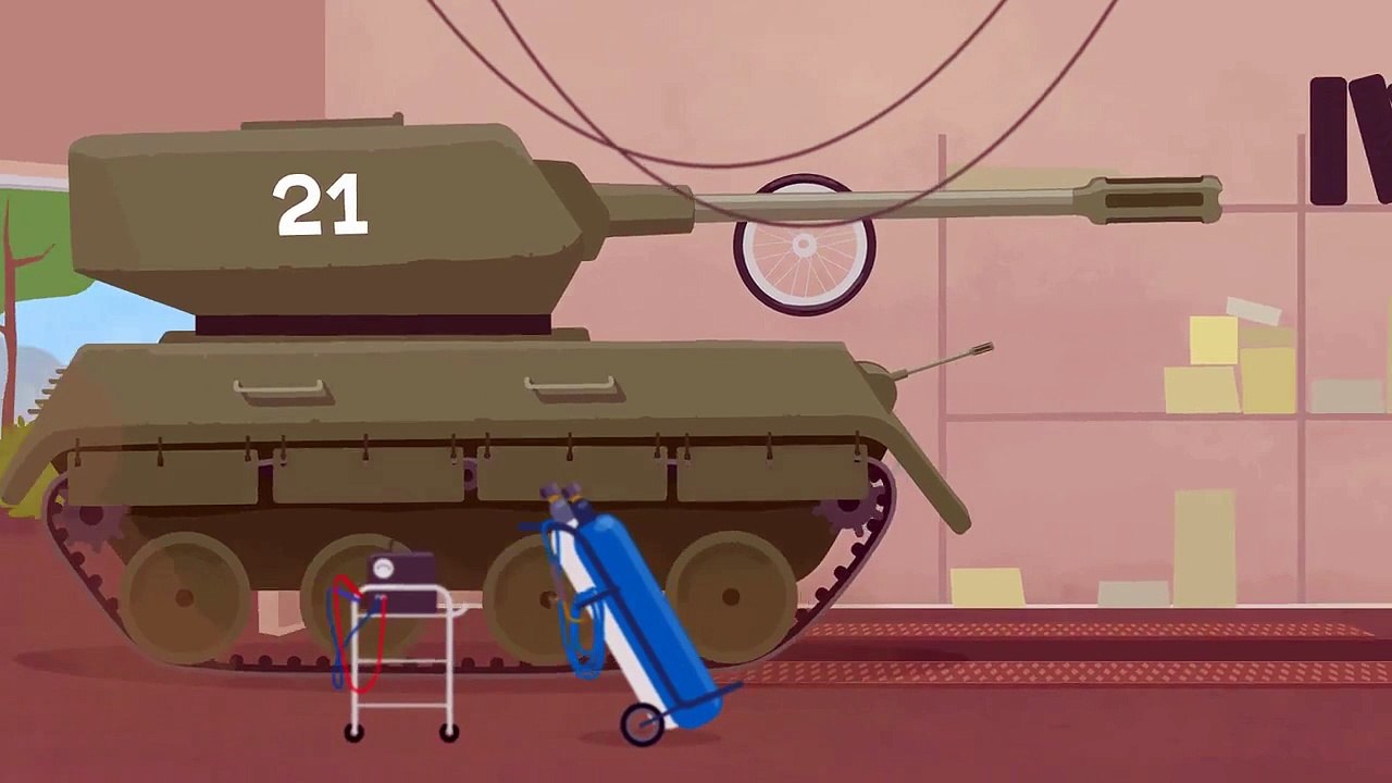 Doc McWheelies TANK Tractor! - Car Construction Cartoon for Children