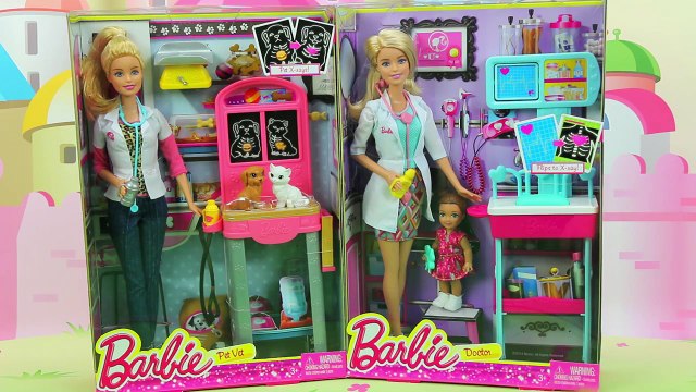 Barbie Pet Vet and Barbie Doctor Doll Sets Toy Review. DisneyToysFan