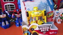 TRANSFORMERS RESCUE BOTS BUMBLBEE CAMARO CAR WITH OPTIMUS HEATWAVE CHASE BOULDER BLADES