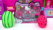 Hello Kitty Watermelon Overload Toy with 2 Playdoh Surprise Eggs Unboxing Vid