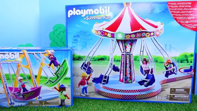 Barbie Kids Play at Playmobil Amusement Park Swings & Carnival Rides Frozen Kids Kelly Dol