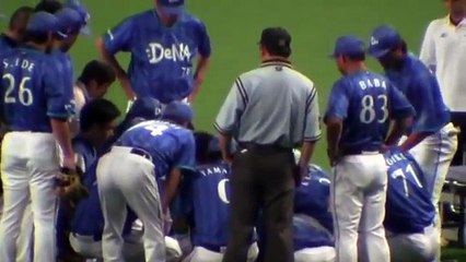 中日ドラゴンズ2014　8月13日　vsDeNA　筒香　梶谷　激突　　筒香緊急搬送