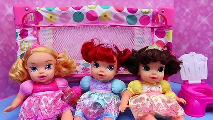 NEW Disney Princess Baby & Toddler Dolls The Little Mermaid Ariel, Belle & Aurora Doll Crib