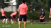 Messi hit Neymar on his balls in Barcelona Training Session