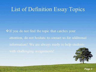 List of Definitions Essay Topics