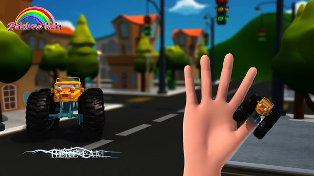Finger Family Nursery Rhymes for Children Excavator Fire Engine | Monster Trucks Cartoons