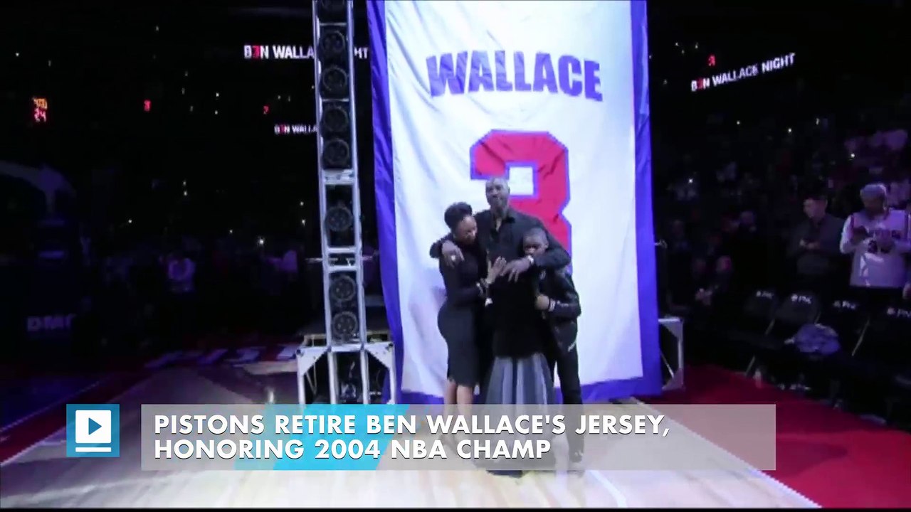 Pistons retire Ben Wallace's jersey, honoring 2004 NBA champ video