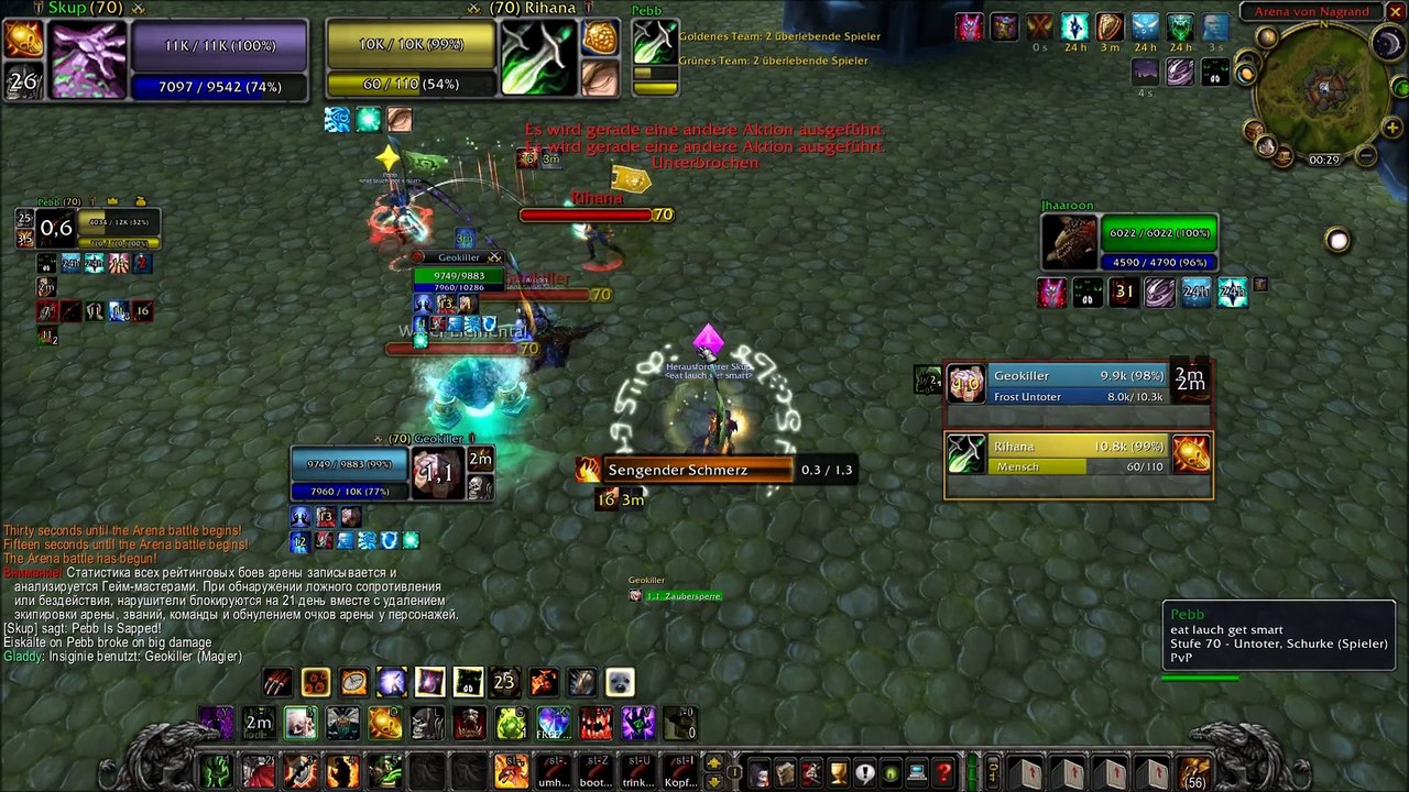 wow pvp arena 2.4.3 wl/rog vs vglad rog/mage trolling video