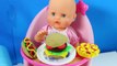 Baby Doll Nenuco High Chair Baby Doll Lunch Toy Cutting Food Play-Doh Food Toy Videos