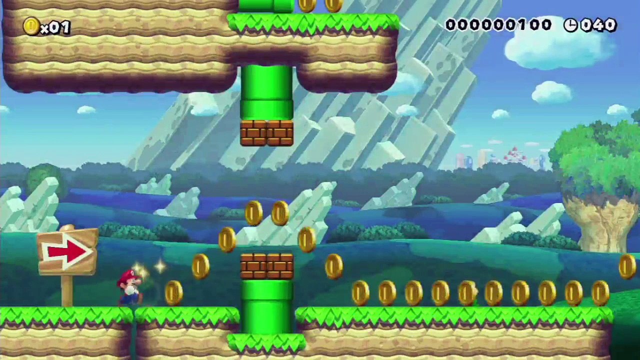 Super Mario Maker - Viewer Levels - Name: "Perfect Speed Coins 40sec" - ID A365-0000-0189-A3B4