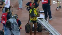 Usain Bolt wiped out by cameraman on Segway when celebrating 200m gold