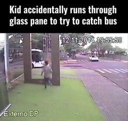 UNILAD -> Kid Accidentally Runs Through Glass To Catch Bus -> Shocking