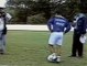 Maradona dribble with a ball, a tennis ball and a ping pong ball