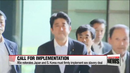 Abe reiterates Japan and S. Korea must implement sex slavery deal