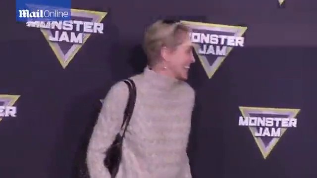 Sharon Stone wears chic knitted jumper to Monster Jam car show