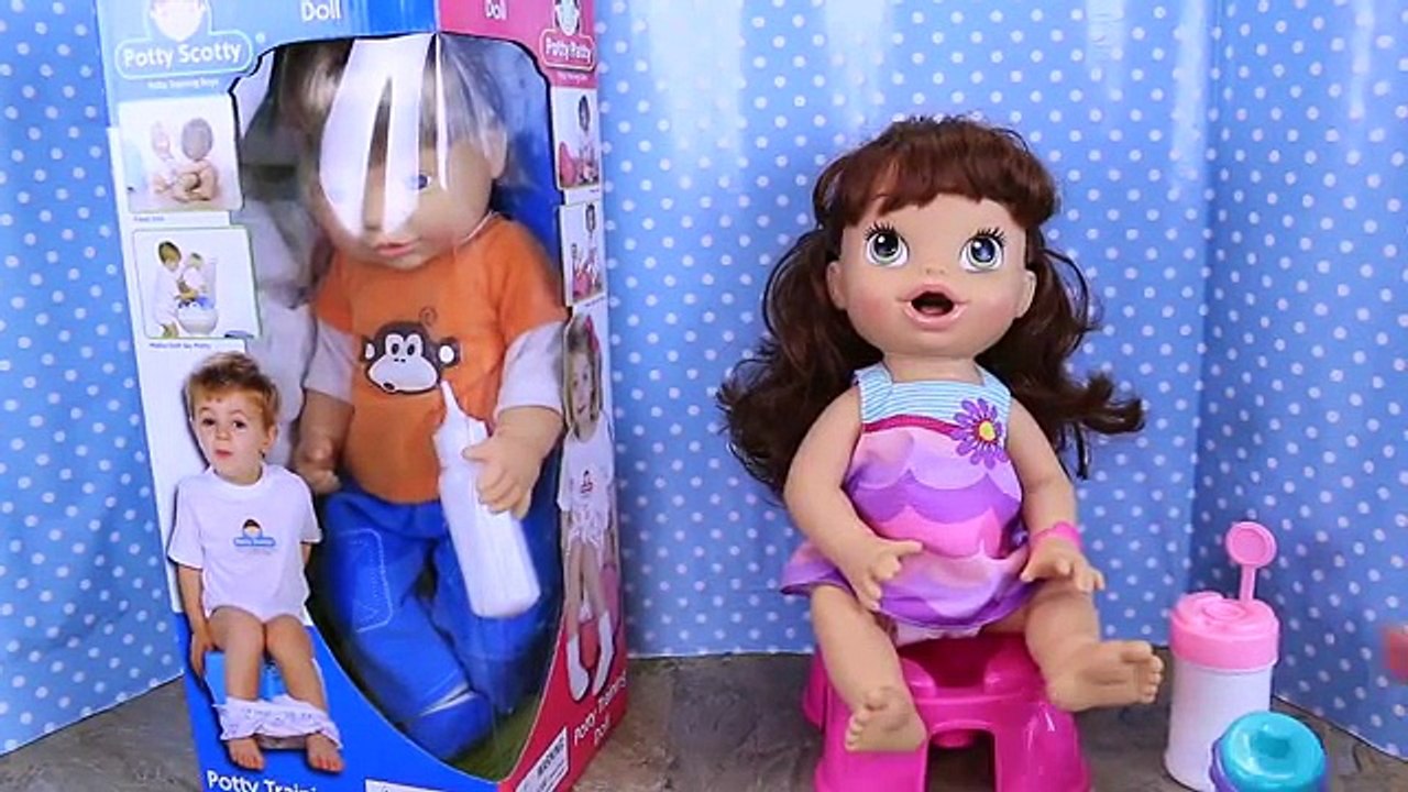 Potty Scotty! POTTY TRAINING BOY DOLL & Toilet for Baby Alive Lucy + Bathtub Peeing