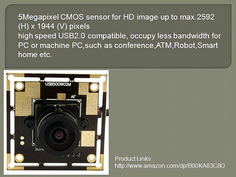 ELP USB with Camera 2.1mm Wide Angle Mjpeg 5megapixel Hd Camera USB for Industrial, Machine Vision