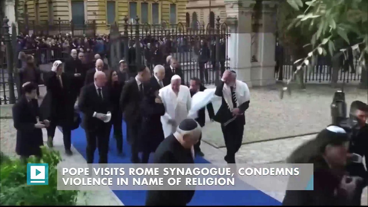 Pope visits Rome synagogue, condemns violence in name of religion