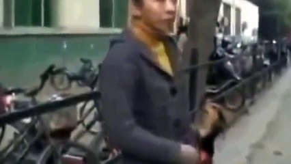 【中国衝撃映像】レンガで叩き ◎されそうになる愛犬を必死に守るおばさん