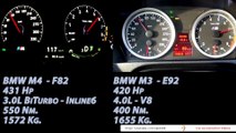 BMW M4 vs M3 e92 0-290kmh Onboard Acceleration