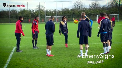 Mohamed Elneny trains with his new Arsenal team-mates