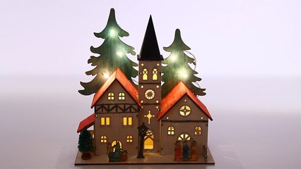 Christmas Village Weihnachtsdorf wooden led house painted   House 1