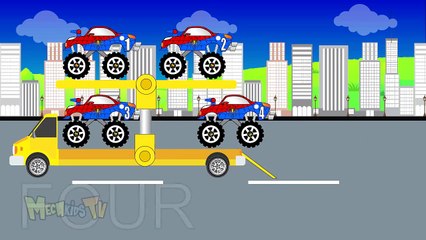 Big Tow Truck - Counting Spider Trucks - Video For Kids