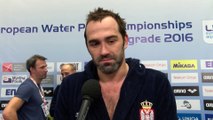 Interviews after Serbia won by 15:5 against Russia – Men Quarter Final, Belgrade 2016 European Championships