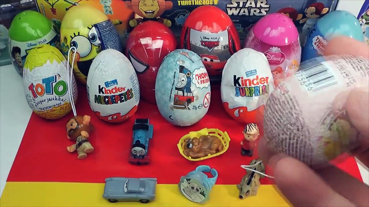 20 Surprise Eggs 7 Kinder Surprise Disney Pixar Cars 2 Thomas Spongebob