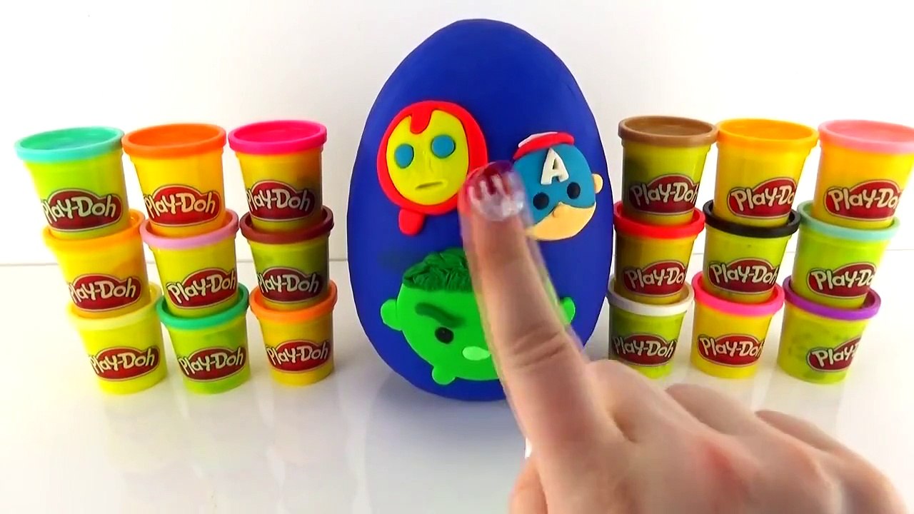 Disney Tsum Tsum Giant Play Doh Surprise Egg Marvel Spiderman Hulk Thor Iron Man Captain America