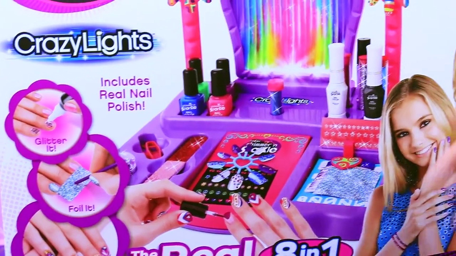 Shimmer N Sparkle NAIL SALON Girls Real 8 in 1 Nail Design Studio & Crazy  Lights Toy Disne - video Dailymotion