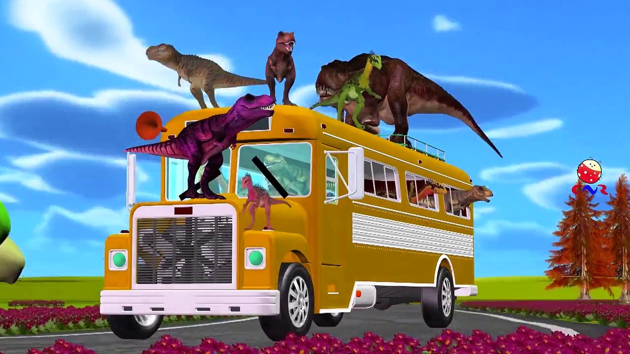 Dinosaur Cartoon Dancing And Singing Wheels On...