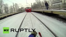 Russian ties with train on the track