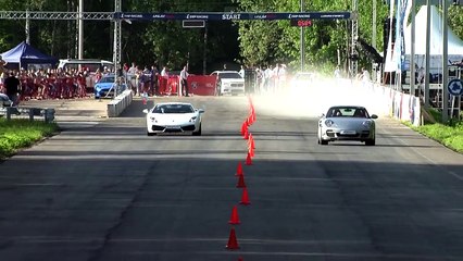 Скачать видео: Porsche 911 Turbo (Stock) vs Lamborghini Gallardo LP560 (Stock) vs Corvette Z06 (Stock)