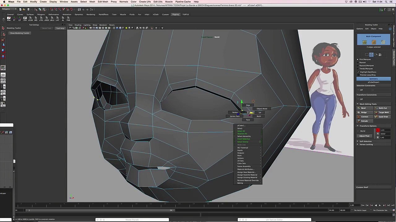 Tutoriel  Modélisation et Animation d'un Personnage Féminin sous Maya - Partie 02 - Modélisation de la  tête - suite