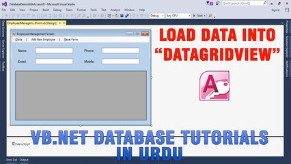 Скачать видео: P(1) VB.NET Access Database Tutorial In Urdu - Load Data In DataGridView Control