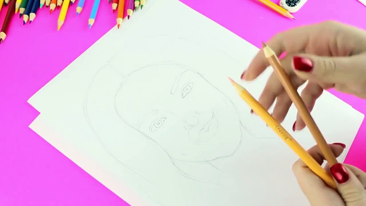 DISNEY DESCENDANTS MAL and DOVE CAMERON STEP BY STEP DRAWING TUTORIAL