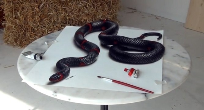 Ceci est un incroyable dessin d'un serpent en 3D
