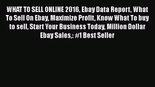 [PDF Download] WHAT TO SELL ONLINE 2016 Ebay Data Report What To Sell On Ebay Maximize Profit