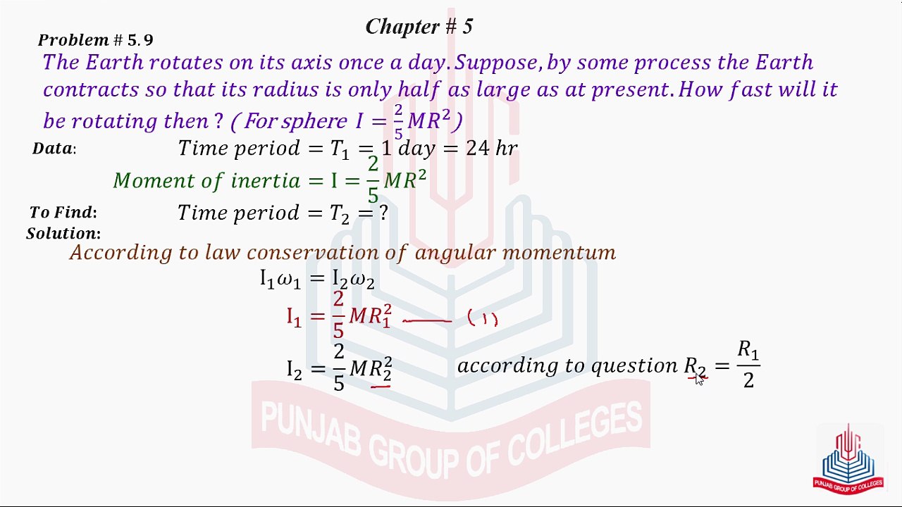 Problem No 5.9 : The Earth Rotates on its axis once a day . Suppose .....