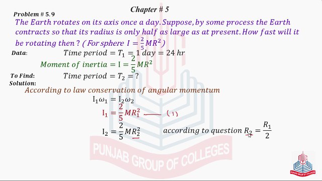 Problem No 5.9 : The Earth Rotates on its axis once a day . Suppose .....
