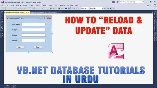 P(4) VB.NET Access Database Tutorial In Urdu - How to Reload and Update Data