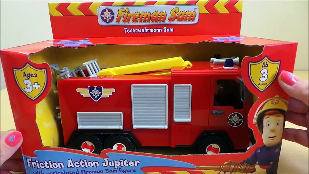 Latest Fireman Sam / Feuerwehrmann Sam + Jupiter Friction Powered Toy Fire Engine Unboxing
