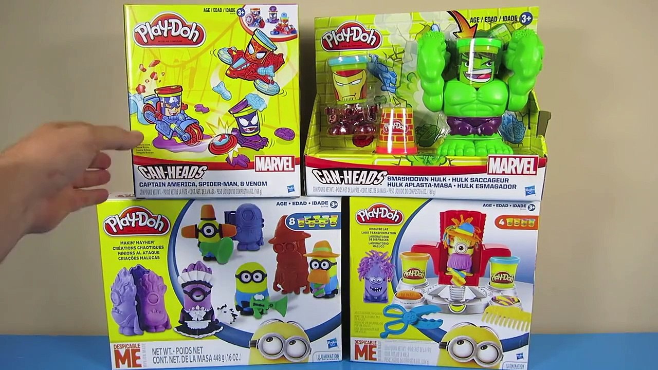 PLAY DOH CANHEADS AVENGERS SUPER HEROES CAPTAIN AMERICA SPIDERMAN CAPTURE VENOM PLAYDOUGH