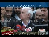 Aftab Ahmad Sherpao talks to media