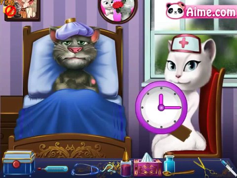 КОТ ТОМ И АНГЕЛА, кот Том заболел, а Ангела его лечит