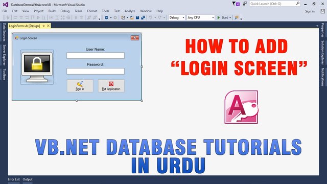 P(5) VB.NET Access Database Tutorial In Urdu - How to create Login Screen