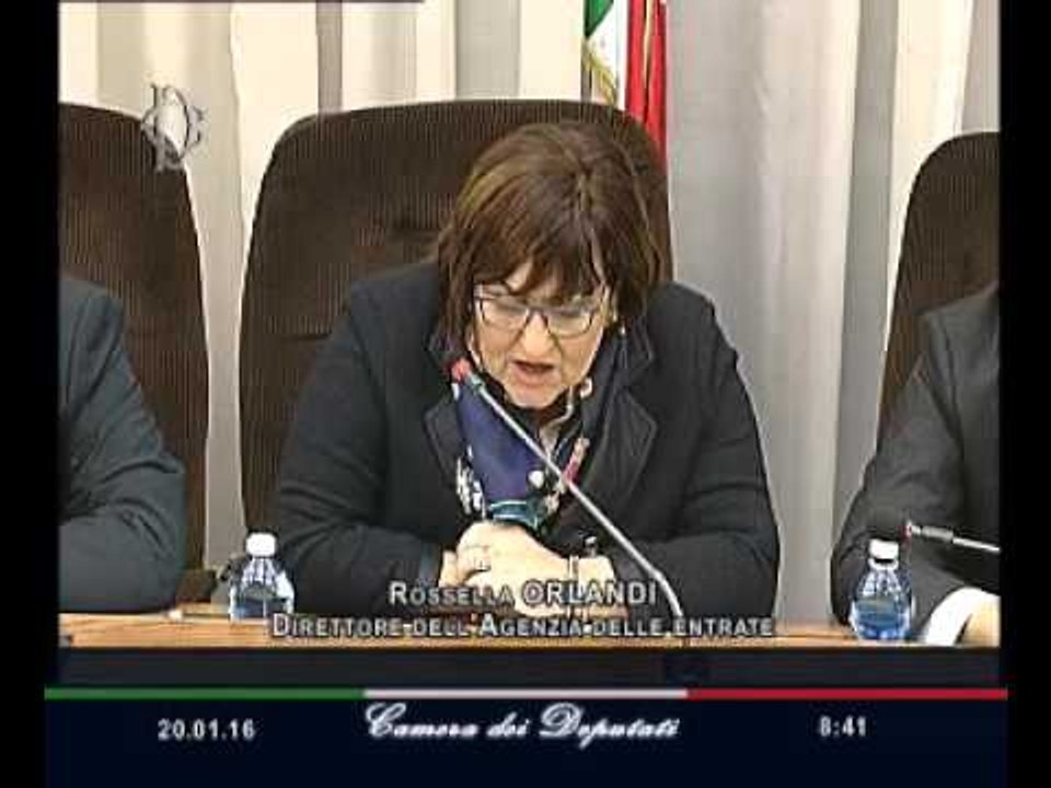 Roma - Contrasto evasione fiscale, audizione Orlandi (20.01.16)