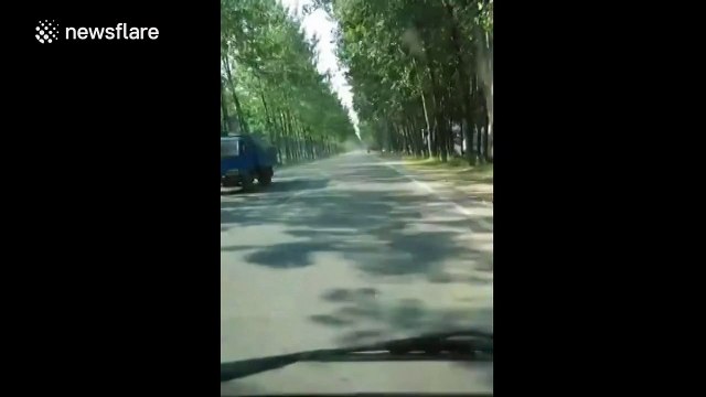 Man uses spanner instead of steering wheel to drive car